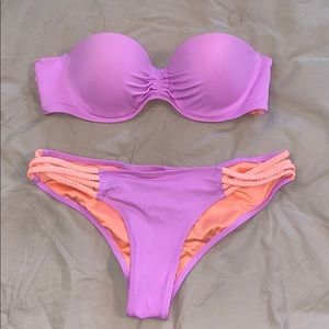 VS bathing suit SET size XS/32B neon orange/purple